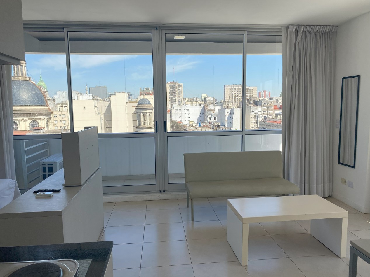 Departamento Amoblado en Congreso - Monoambiente Grande con doble Balcon. 